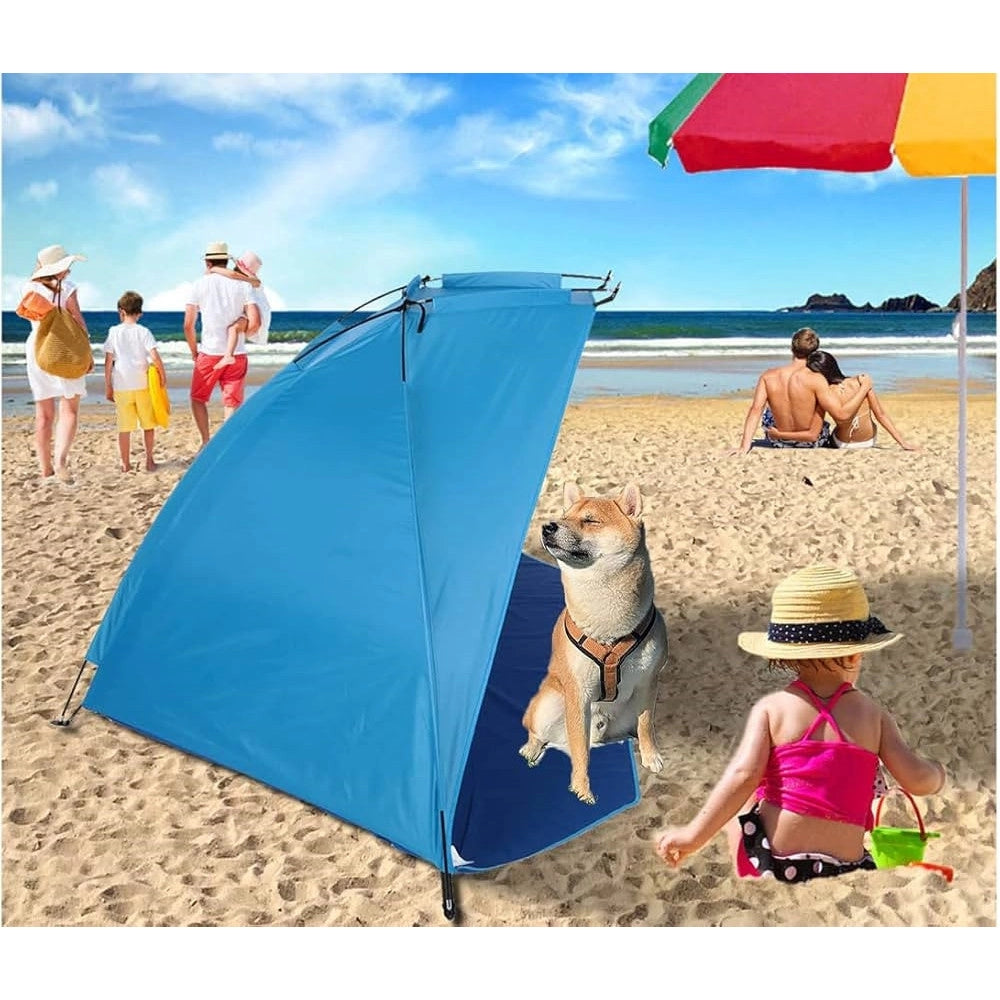 Trade Shop - Tenda Da Spiaggia Paravento Parasole Con Picchetti Portatile Mare 220x110x100cm 206403 -