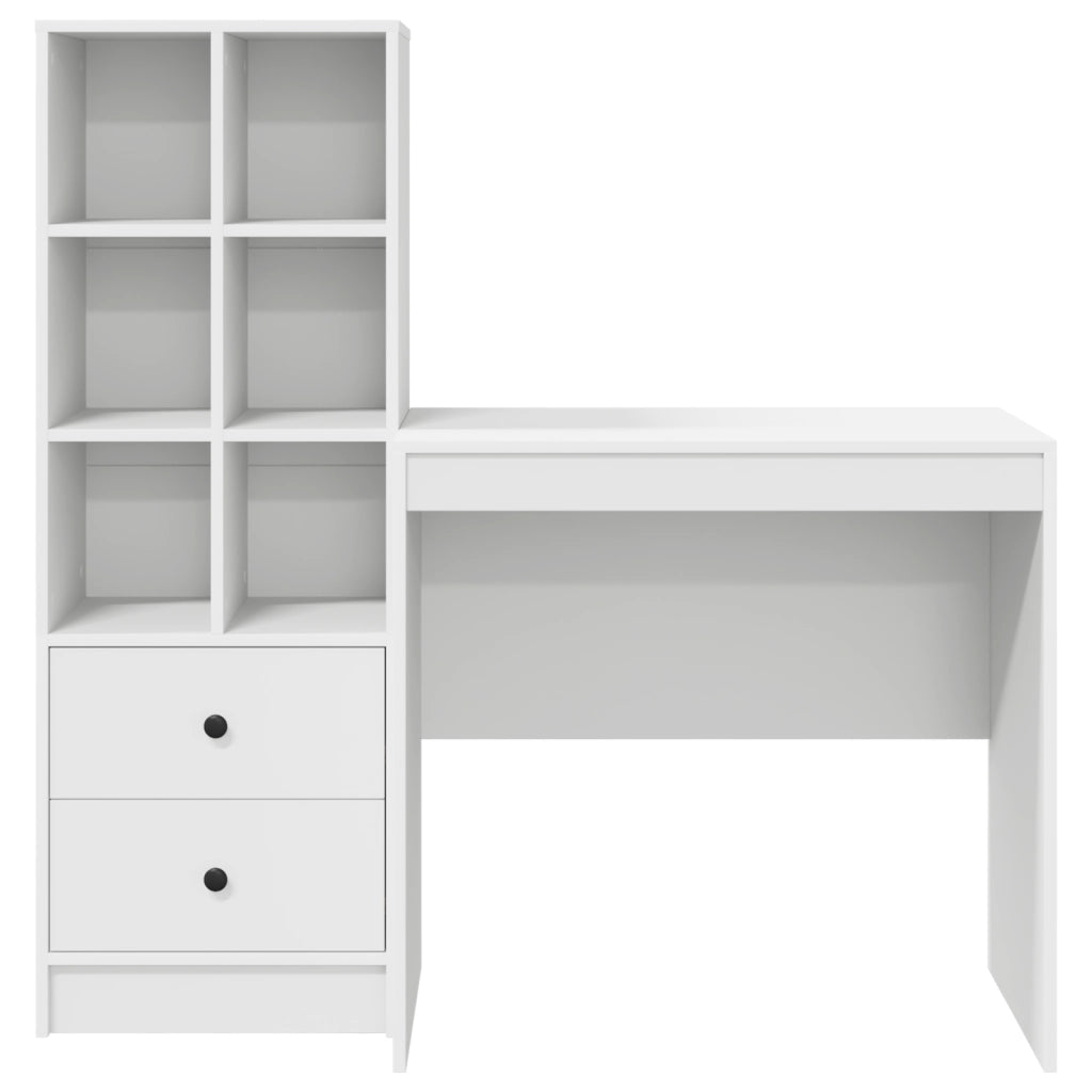 Scrivania  Bianca con Archiviazione in Legno Ingegnerizzato