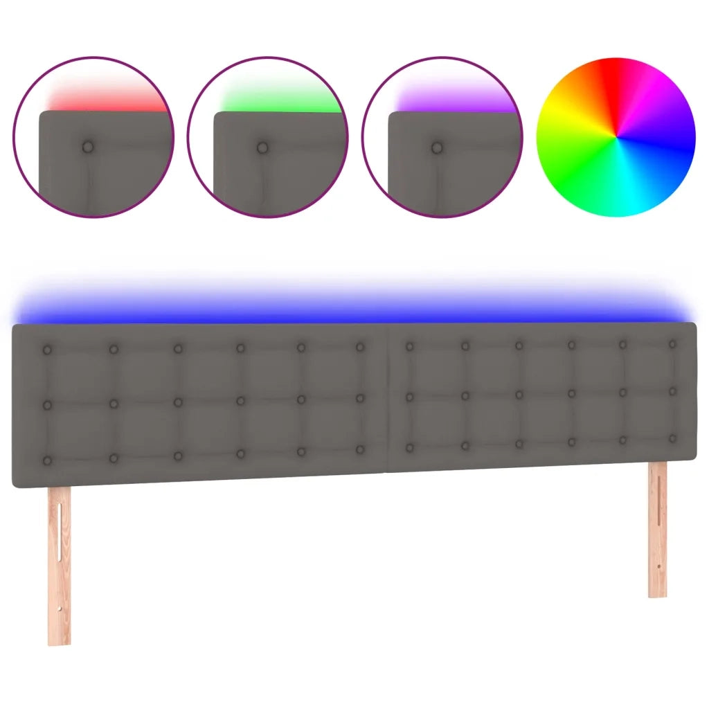 Testiera a LED-Testata con LED Grigio 180x5x78/88 cm in Similpelle 635229