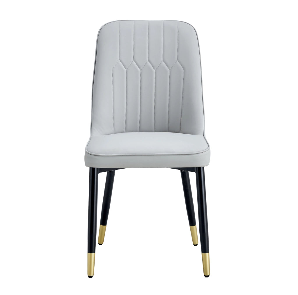 Sedia da pranzo moderna in PU grigio chiaro con gambe in metallo nero
