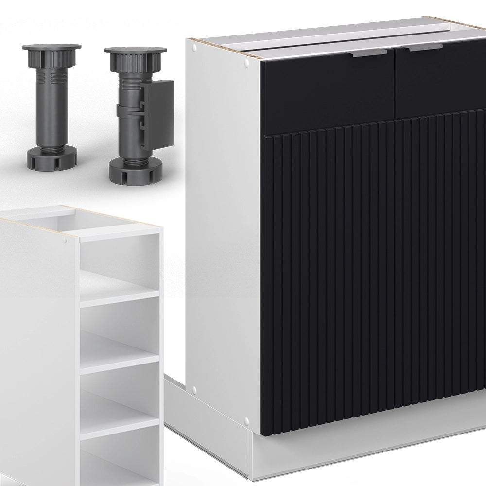 Isola cucina Fame-Line Nero rigato/Bianco 90 cm senza piano di lavoro Vicco