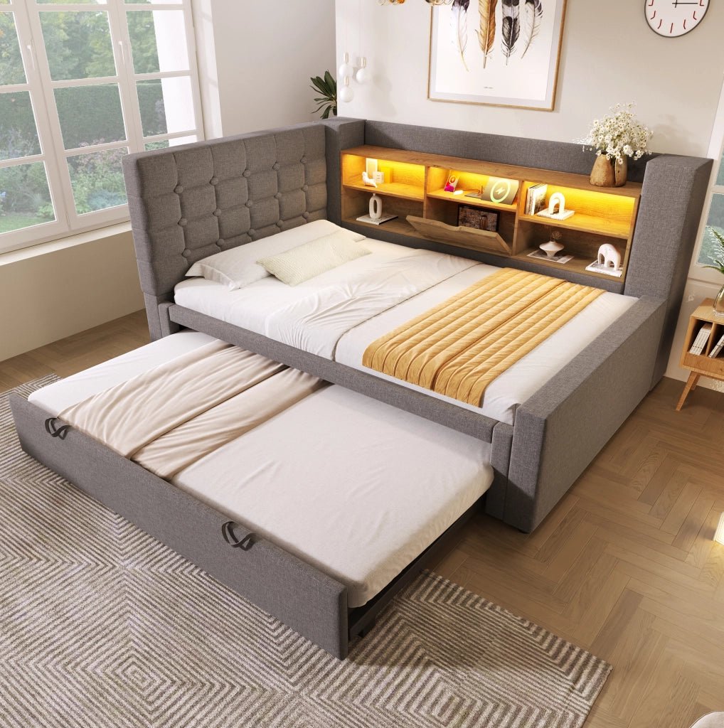 Letto singolo estraibile 90x200 cm con LED e ricarica