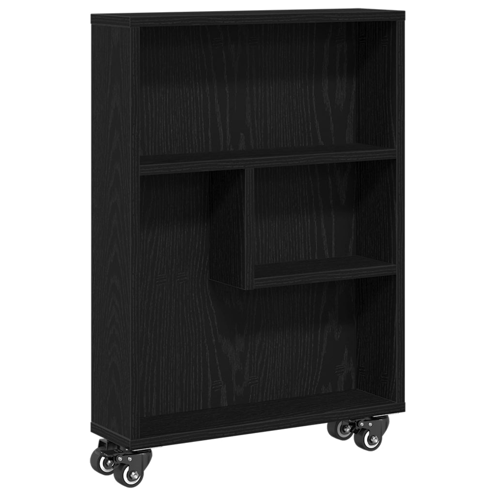 Carrello di Stoccaggio Stretto Quercia Nera 48x13x68 cm Legno Ingegnerizzato