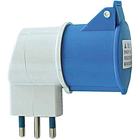 ADATTATORE INDUSTRIALE 16A 90  °  Spina 2P+T 250V - Presa 2P+T 220V
