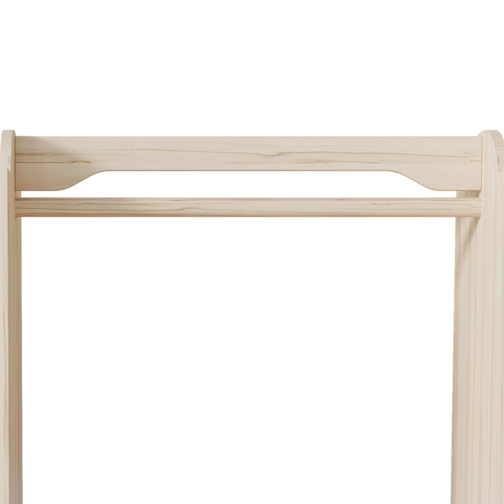 Armadio modulare aperto per bambini con asta appendiabiti e 4 ripiani, in MDF, naturale, 110 × 39 × 110 cm