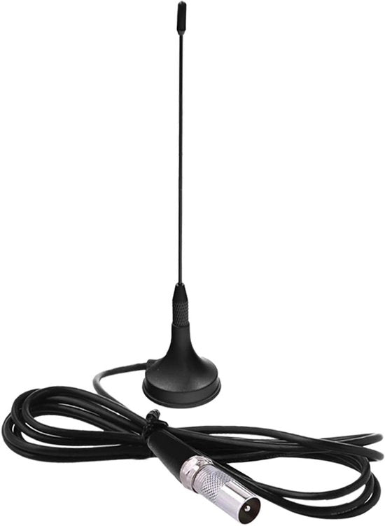 Antenna TV interno DTA180 - antenna portatile HDTV per digitale DTT DVB-T/DVB-T2 - VHF UHF FM DAB-radio piede magnetico per casa e camper 15 metri - nero