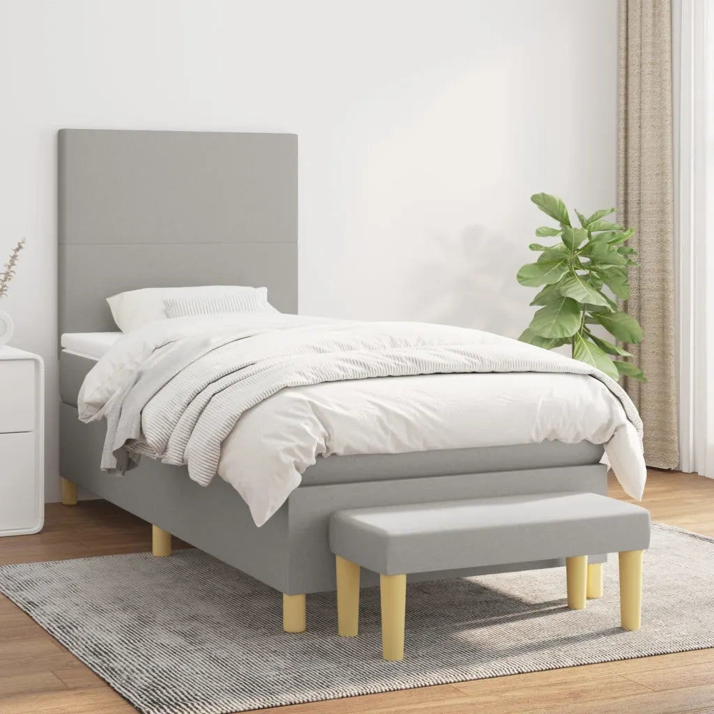 Letto singolo | Letto per adulti | Giroletto a Molle con Materasso Grigio Chiaro 80x200 cm Tessuto