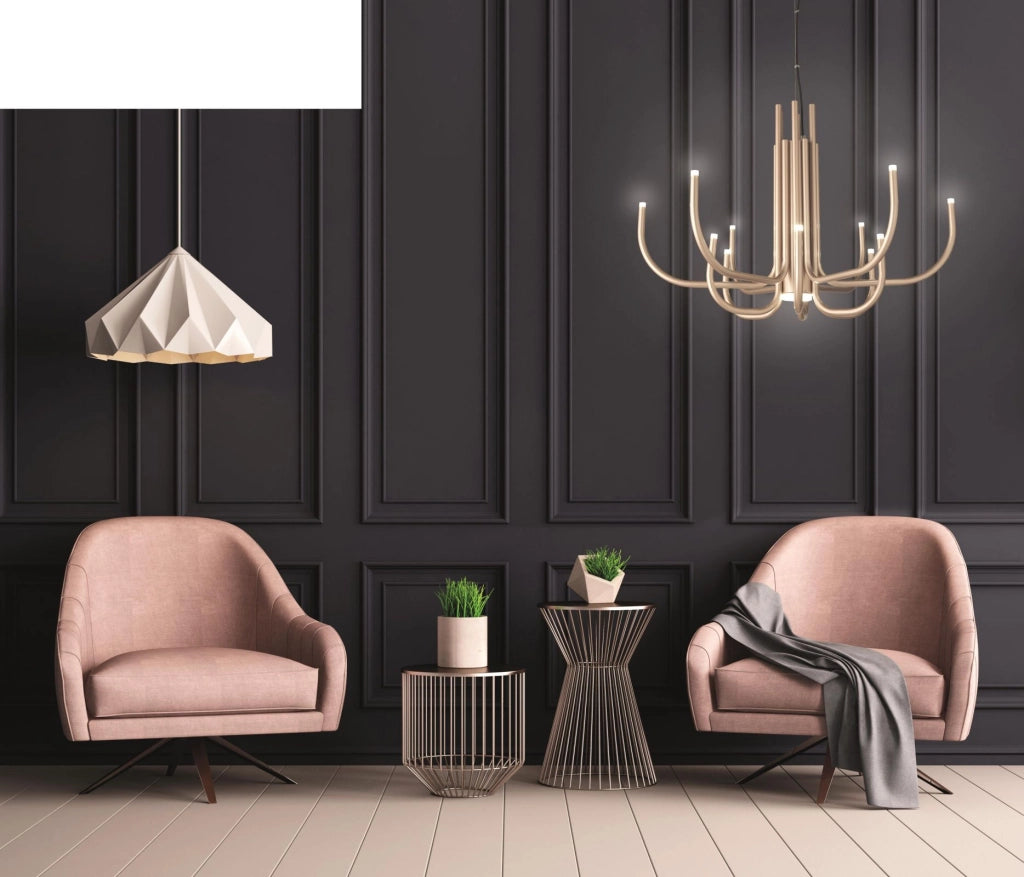 SOSPENSIONE ART NOUVEAU 12 BRACCETTI A LED 3000K 1860LM 35W DIMMERABILE D.78CM ORO