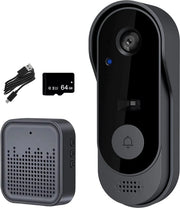 Video Fisso Con Camera | Portale Video Slim Con Camera | Portale Video Con Batteria | IP65 Resistente All'Acqua | Inclusa Kit Di Montaggio | Con Carta Di 64GB