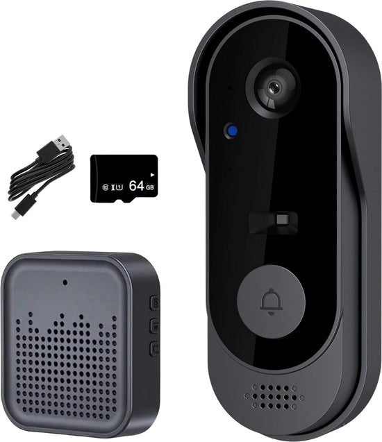Video Fisso Con Camera | Portale Video Slim Con Camera | Portale Video Con Batteria | IP65 Resistente All'Acqua | Inclusa Kit Di Montaggio | Con Carta Di 64GB