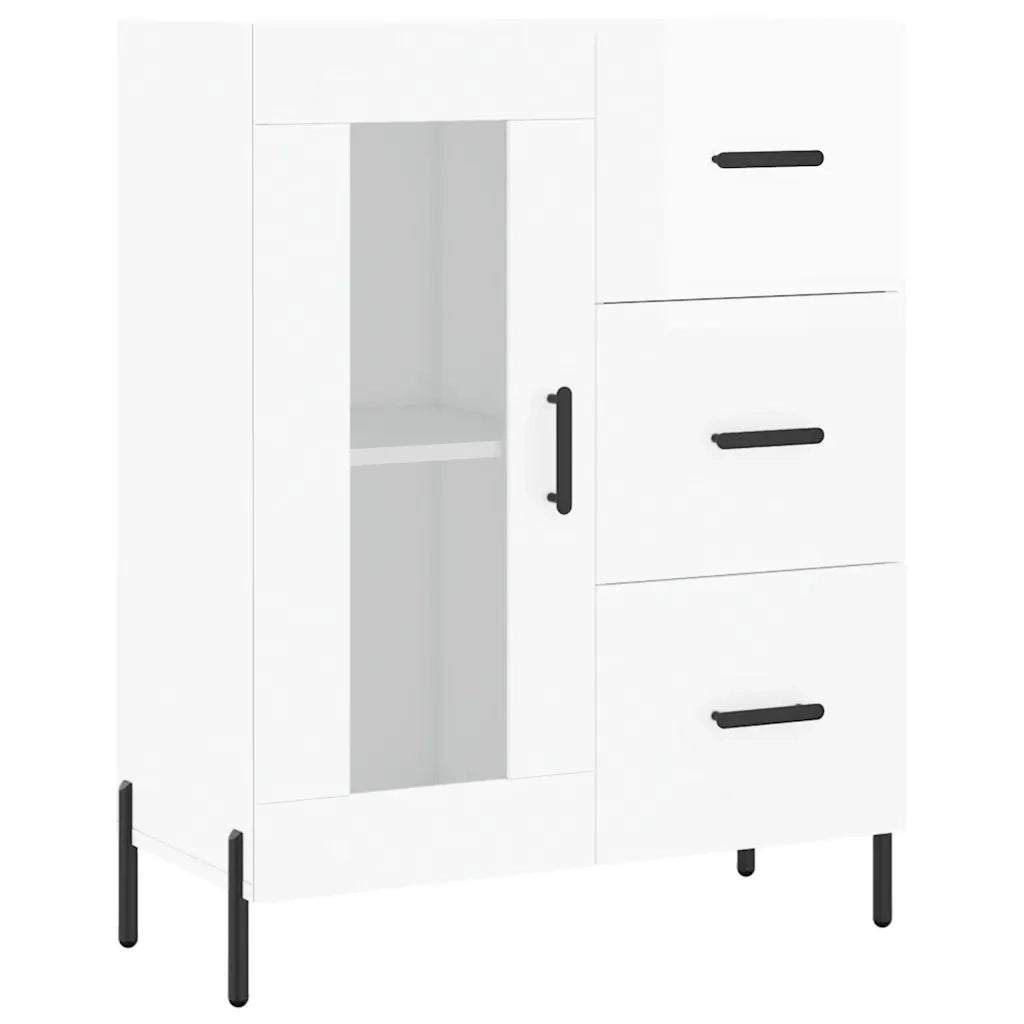 Credenza-Buffet-Armadio da cucina 69,5x34x90 cm in Legno Multistrato Bianco Lucido 371190