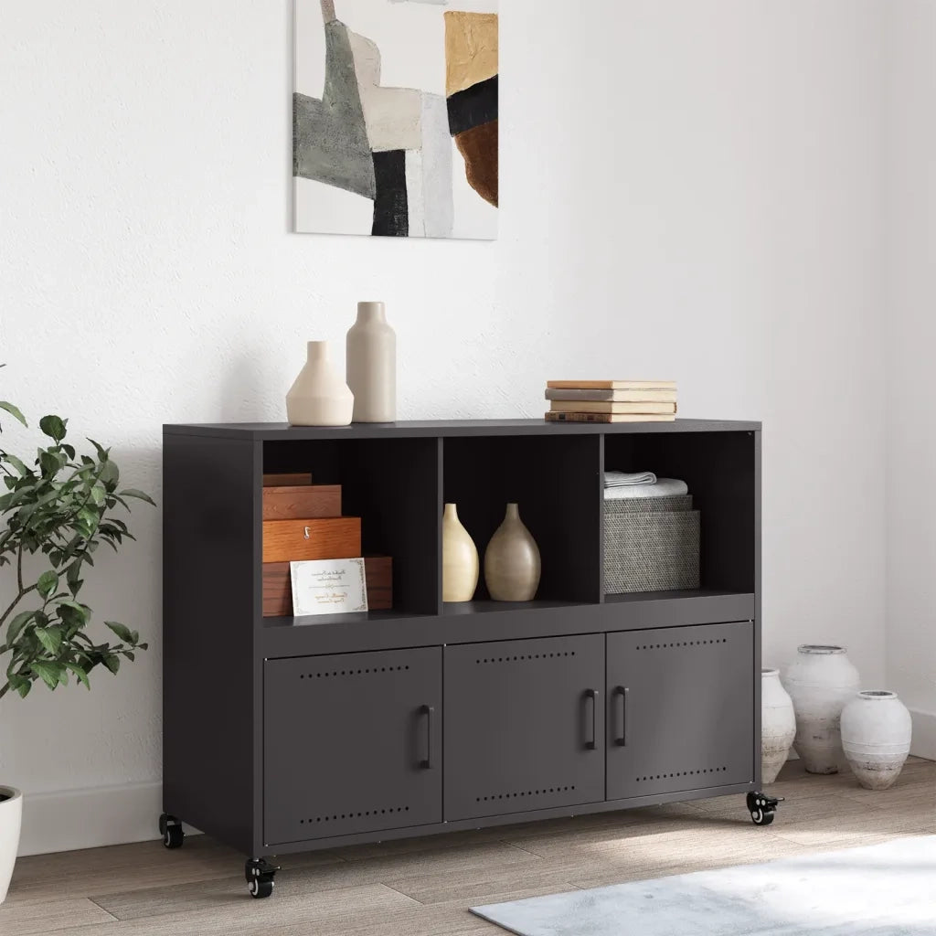 Credenza-Buffet-Armadio da cucina Nera 100,5x39x72 cm in Acciaio