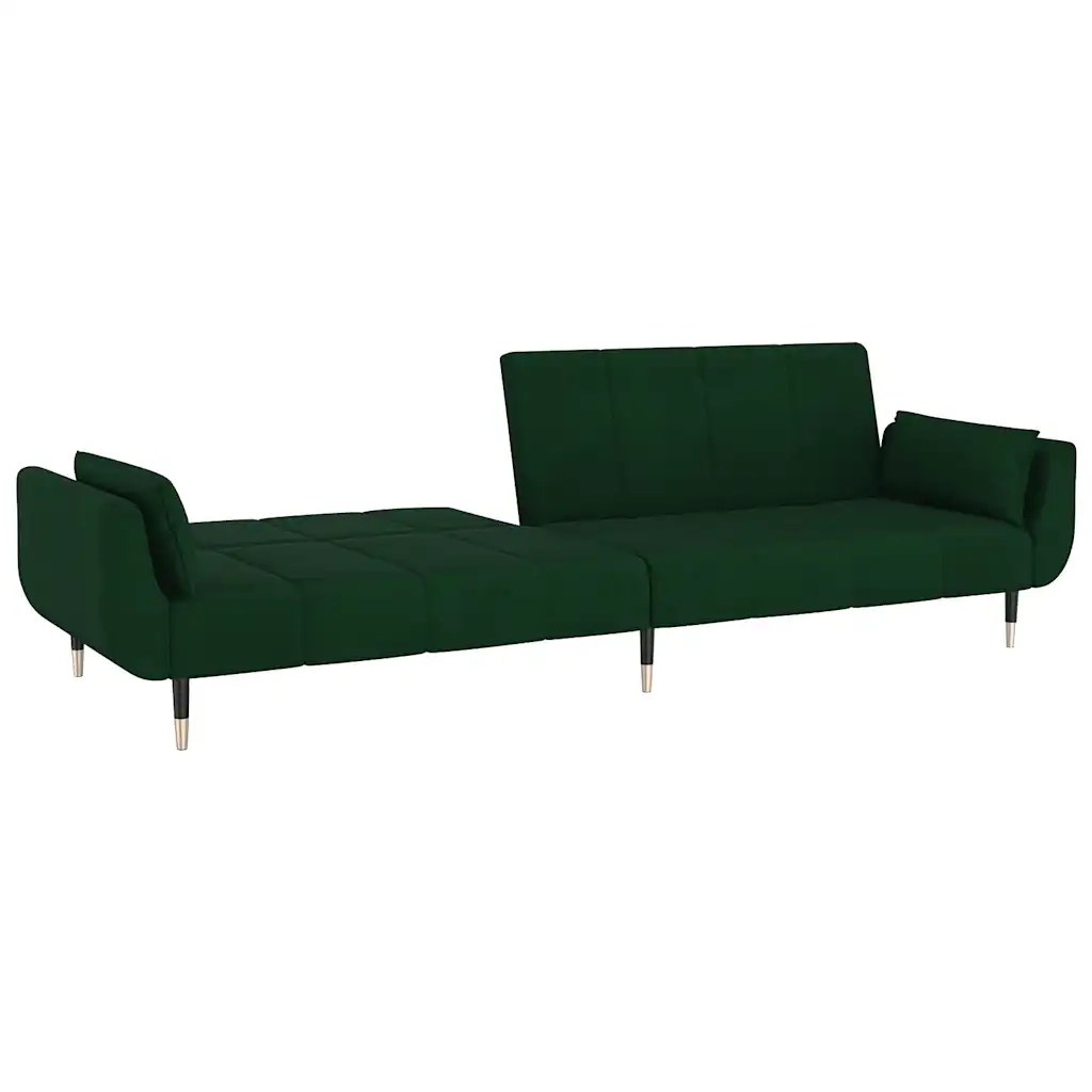 Divano Letto a 2 Posti con 2 Cuscini Verde Scuro in Velluto cod mxl 43299