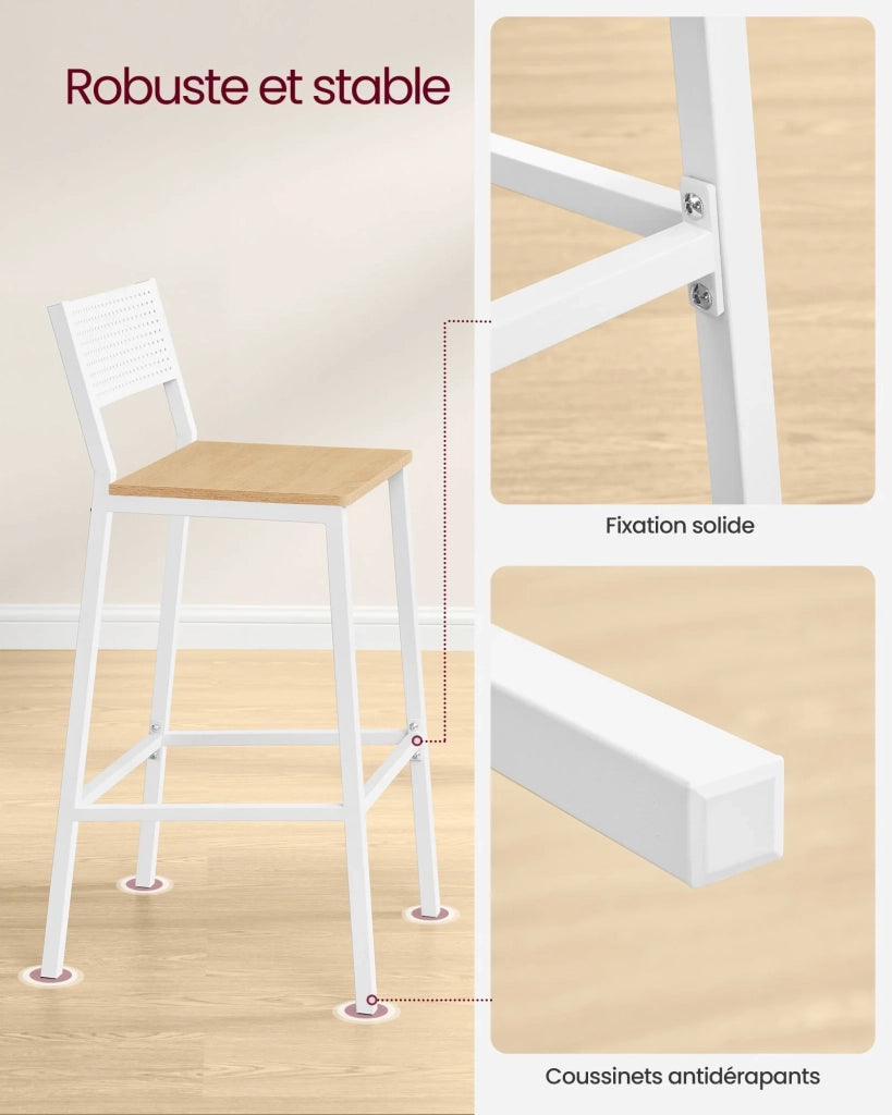 Set di 2 sgabelli da bar seggioloni sedie da cucina/sala da pranzo stile industriale beige 12_0007750