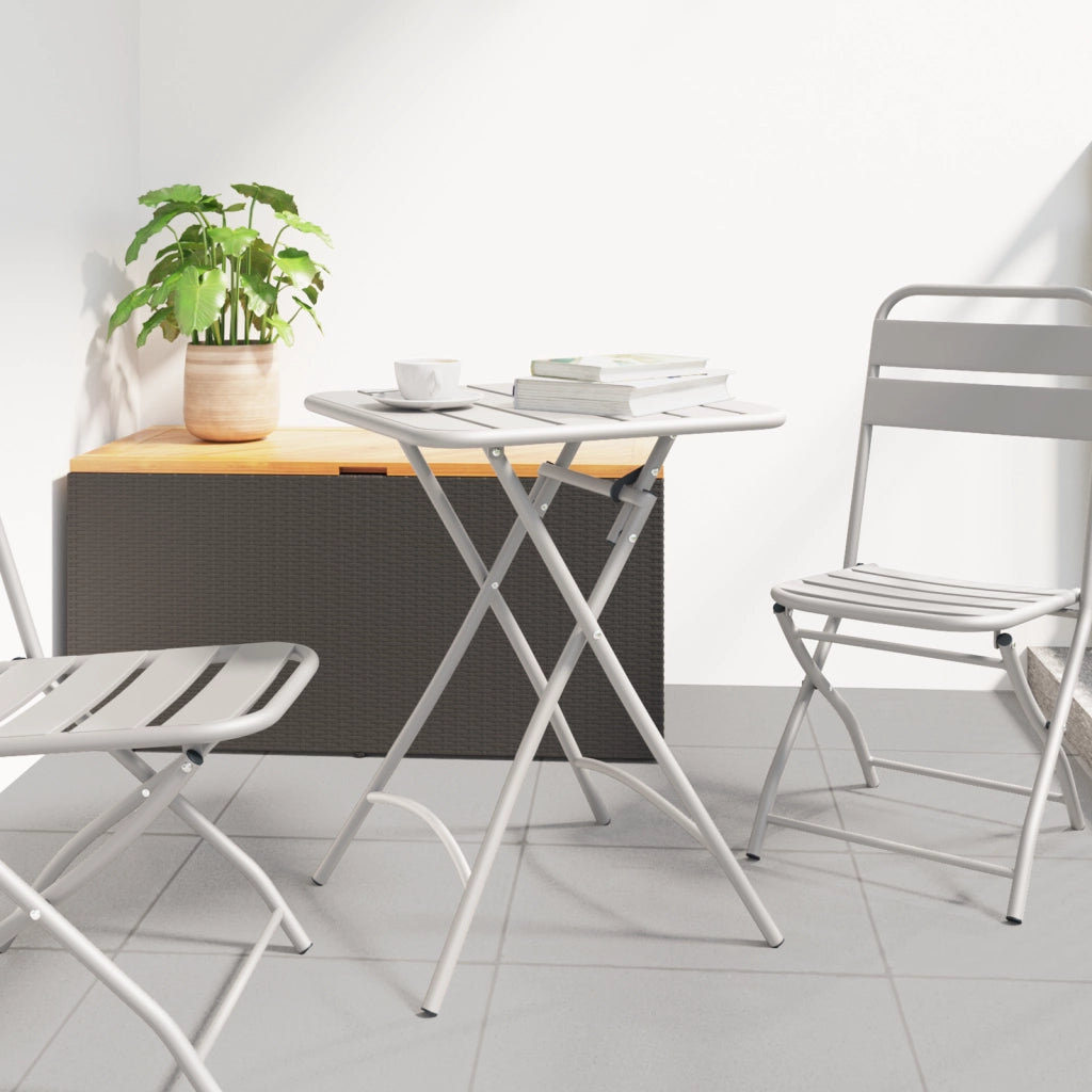 Tavolo da Giardino Pieghevole  Beige 55x55x73 cm in Acciaio