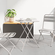 Tavolo da Giardino Pieghevole  Beige 55x55x73 cm in Acciaio