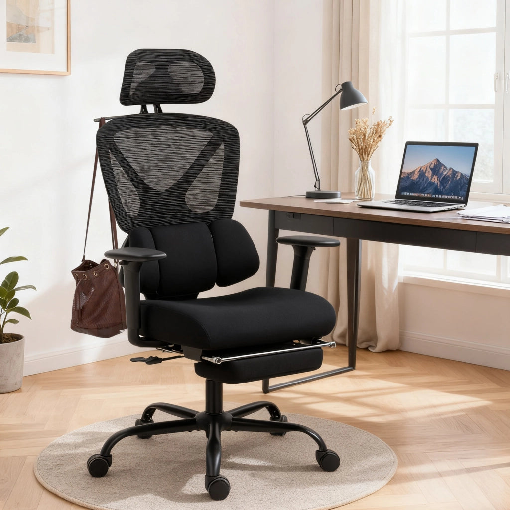 Sedia da Ufficio Ergonomica con Schienale Rete e Supporto Lombare ¨C Zephmum ¨C Grigio