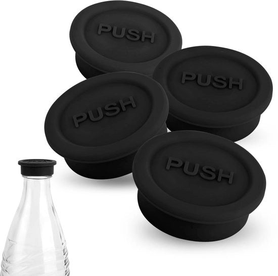 Accessori per bottiglie di frigoriferi - Silicone - 4 pezzi - Compatibili con Sodastream - 4,8 cm di diametro - Ideali per bottiglie di frigoriferi