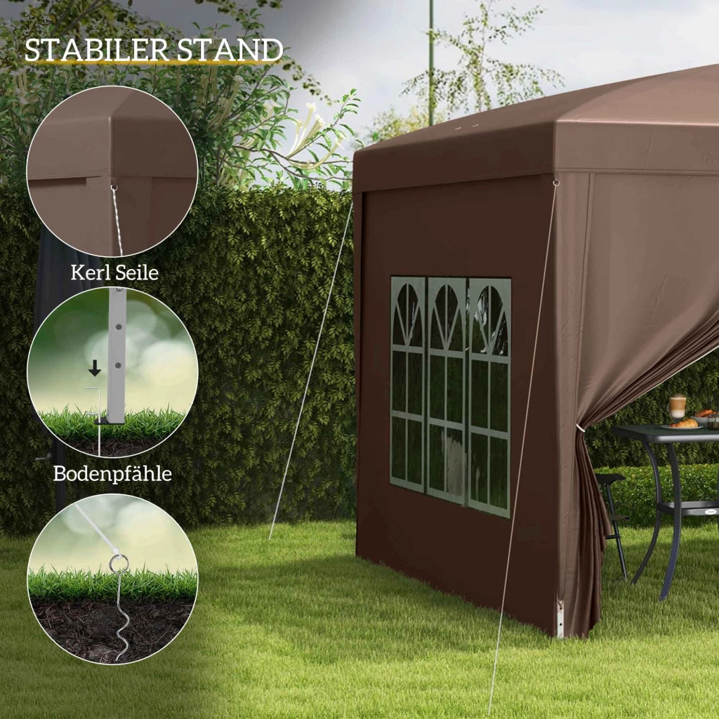 Gazebo 3x3 m con 4 pareti e finestra ¨C zephmum ¨C antracite, acciaio