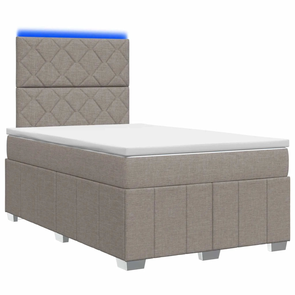 Letto Box Spring LED con Materasso Tortora 120 x 200 cm Tessuto 3455588