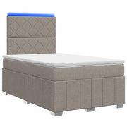 Letto Box Spring LED con Materasso Tortora 120 x 200 cm Tessuto 3455588