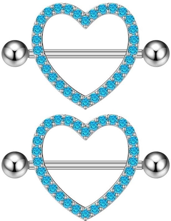 Piercing a punzone 14G a forma di cuore - Zirkonia ipoallergenico - Acciaio inossidabile - Peso 6,5 g - Palla comoda 0,5 cm - Dimensioni 3,12 cm x 1,95 cm - Piercing da tepel