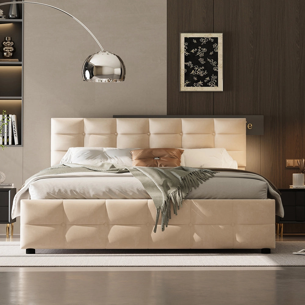 Letto con contenitore idraulico 180x200 - Xylo - Beige