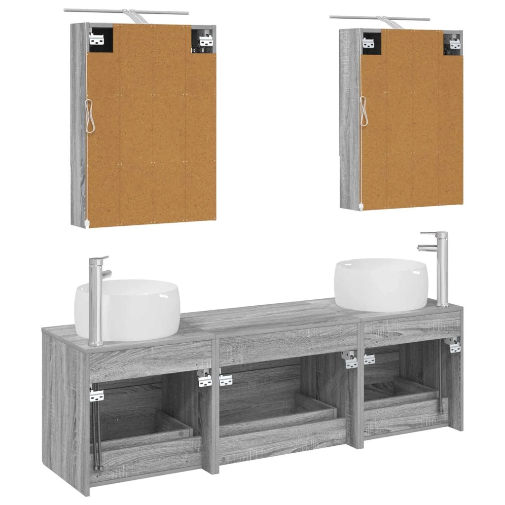 Set di mobili per il bagno 5 pcs Sonoma grigio 3407004