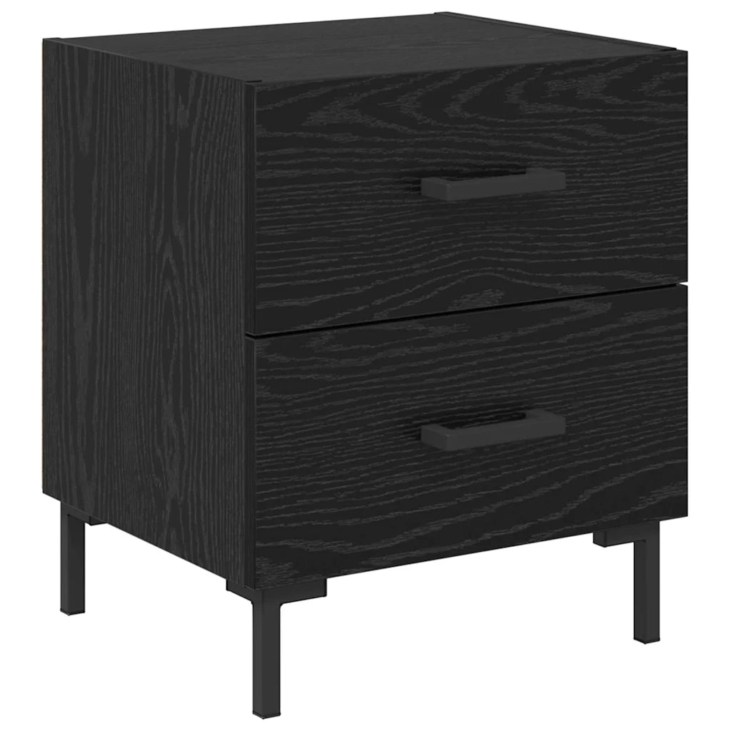Comodino | Armadio da Notte | Mobiletto da notte con cassetto Rovere Nero 40 x 35 x 47,5 cm