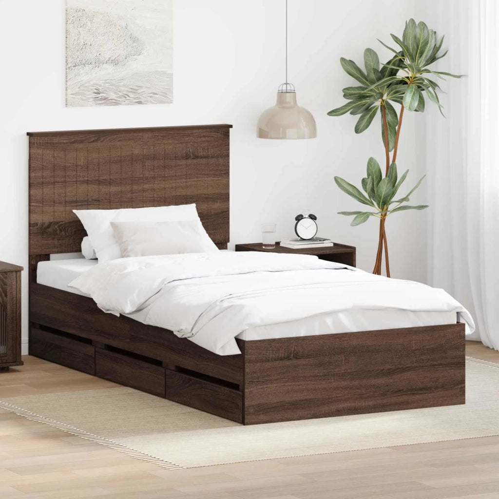Struttura del letto con cassetto Rovere Marrone 100 x 200 cm