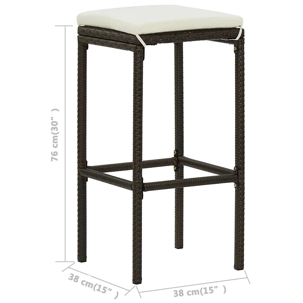 Set Bar da Giardino 3 pz con Cuscini Marrone 3064878