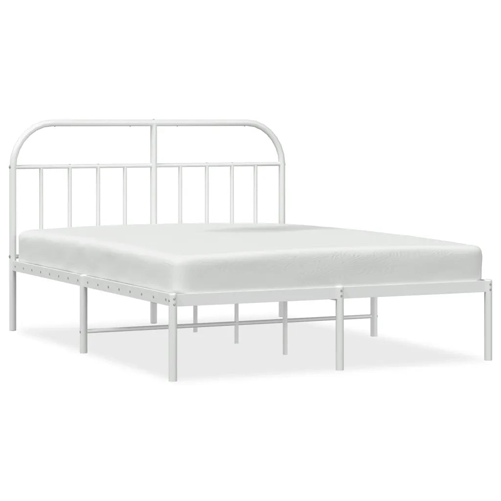Giroletto con Testiera-Struttura Letto con testiera Metallo Bianco 183x213 cm 283444