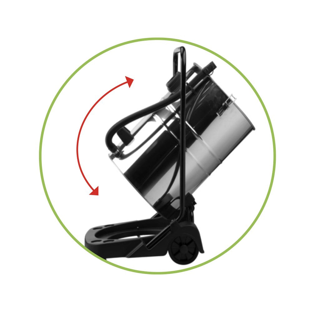 ASPIRATORE ASPIRAPOLVERE ASPIRALIQUIDI BIDONE INOX 60Lt 2x1000W RIBIMEX