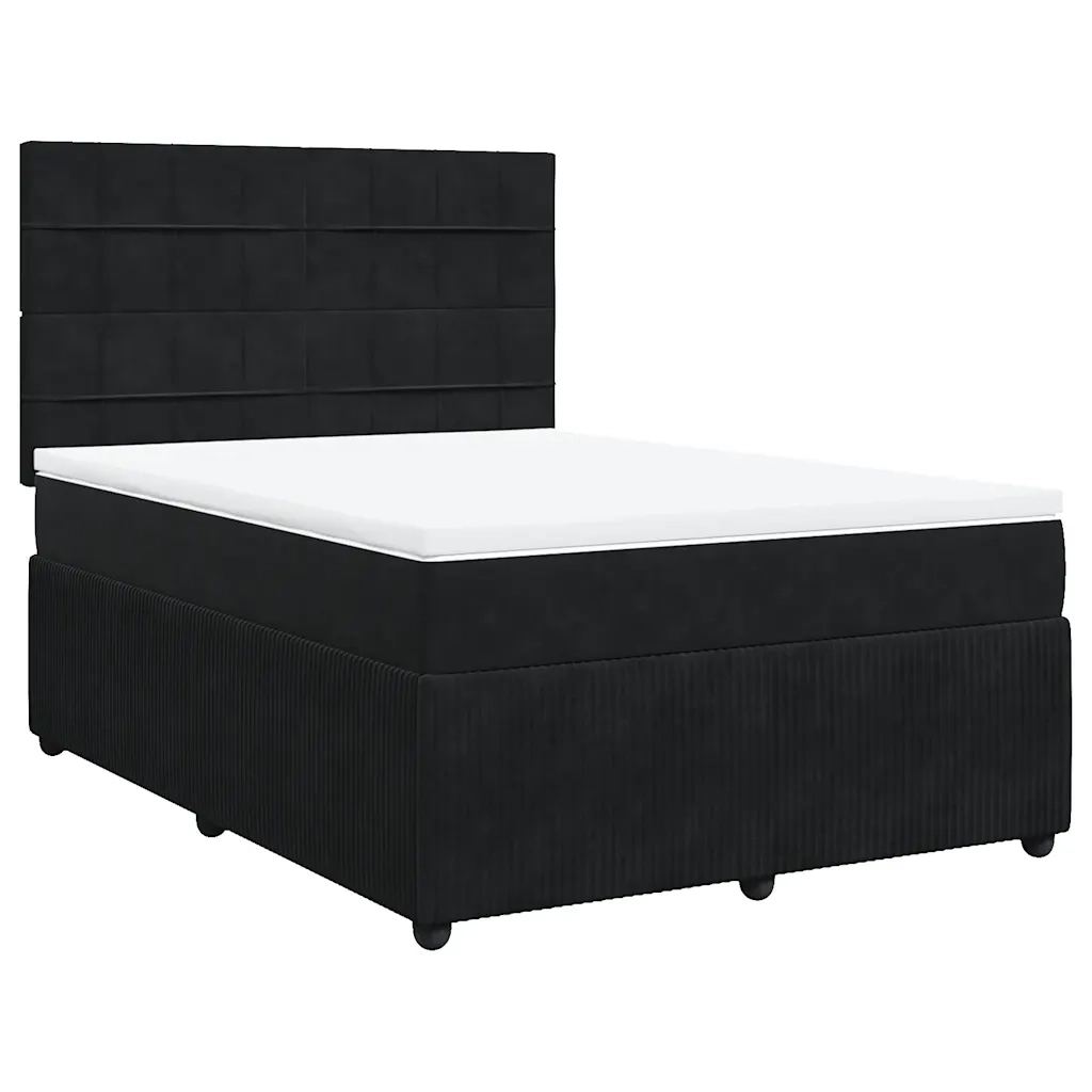 Giroletto a Molle con Materasso Nero 140x200 cm in Velluto 3292360