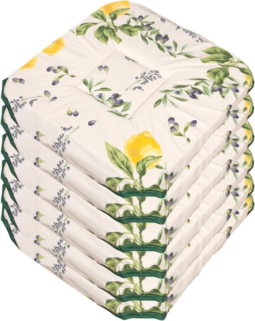 Set 6 Cuscini Sedia Cotone Shabby Chic Con Alette Lavabili Morbidi Universali Coprisedia Rustico