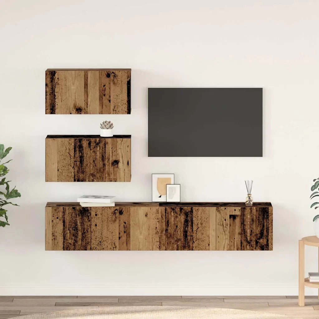 vidaXL Set mobile TV 4 pcs Legno vecchio 80 x 30 x 30 cm