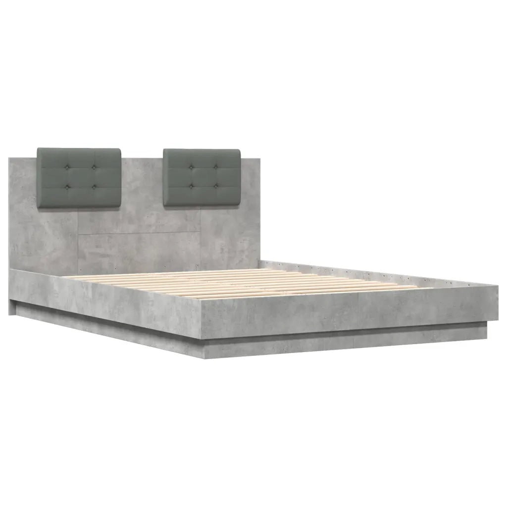 Giroletto con Testiera e LED-Struttura Letto con testiera Grigio Cemento 150x200 cm 370357