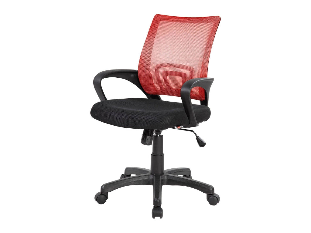 Sedia da ufficio Reticolo, Sedia operativa a rete con braccioli, Seduta ergonomica da ufficio, 59x54h90/100 cm, Nero e Rosso