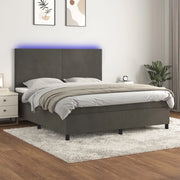 Letto a Molle con Materasso e LED Grigio Scuro 160x200 cm 3136012