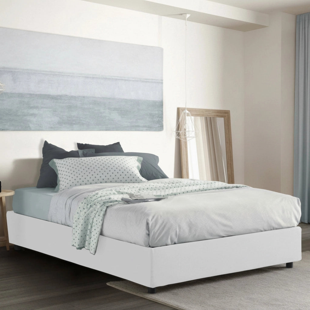 Letto Matrimoniale Annibale, Letto Matrimoniale Sfoderabile Made in Italy, Bianco