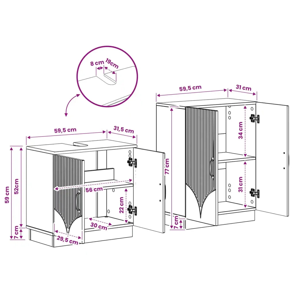 Set di Armadi da Bagno da 2 Pezzi HOORN Sonoma grigio 3417636