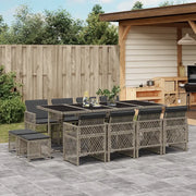 vidaXL Set da Pranzo da Giardino 13pz con Cuscini Grigio in Polyrattan