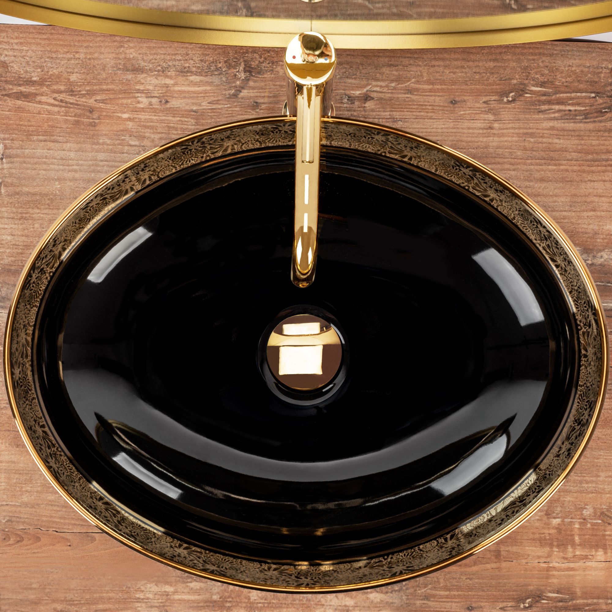 Lavabo Da Appoggio Rea Margot Black / Gold