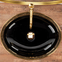 Lavabo Da Appoggio Rea Margot Black / Gold