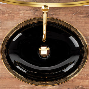 Lavabo Da Appoggio Rea Margot Black / Gold