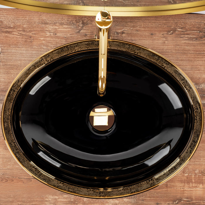 Lavabo Da Appoggio Rea Margot Black / Gold