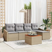 Set Divano da Giardino 6 pcs Beige e Grigio Chiaro polyrattan 3356488