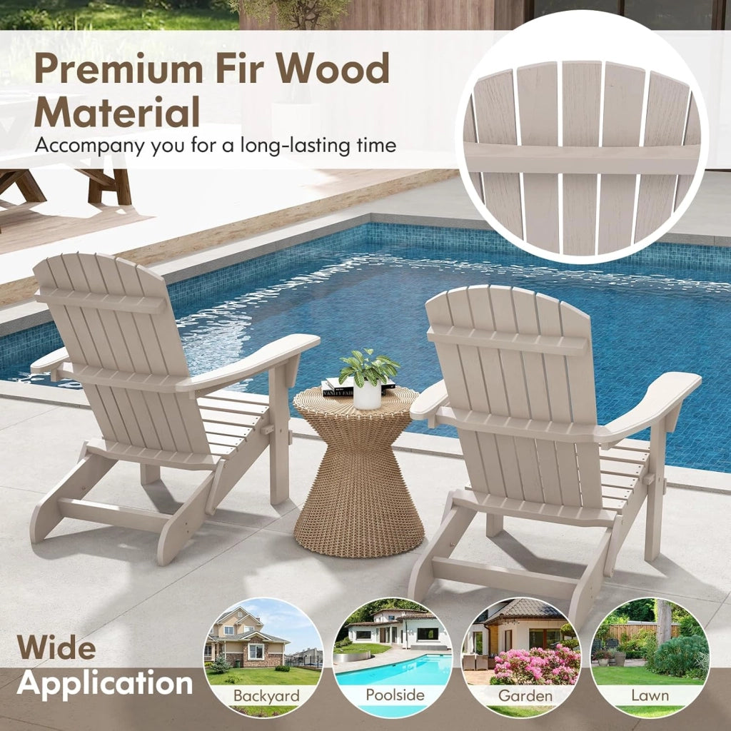 Sedia Adirondack Pieghevole, Sedia da Giardino in Legno di Abete con Schienale e Braccioli, Ergonomica, Poltrona da Esterno per Patio, Terrazza, Balcone, Veranda, Portata 180kg (Grigio*1)