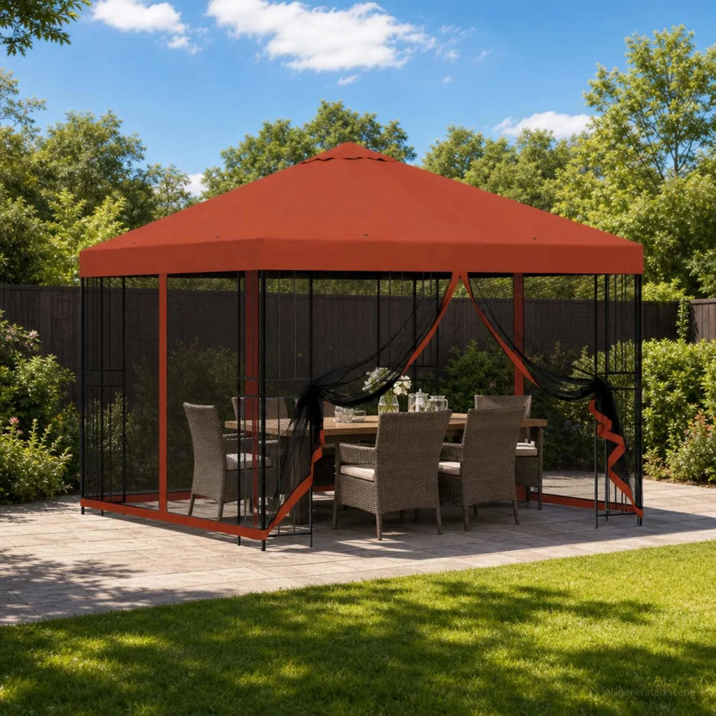 Gazebo | Pergolato da giardino con pareti laterali 3 x 3 m Terracotta