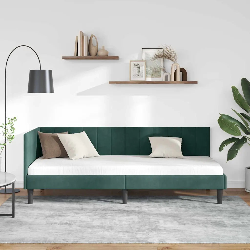 Cornice del letto ad angolo Verde Scuro 80 cm x 200 cm Velluto 42016330